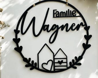 Bonito anillo decorativo, corona de puerta, decoración de ventana, moderno, negro, minimalista, Hygge escandinavo, lazo de decoración, anillo decorativo, personalizado