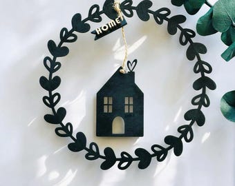 Pretty decorative ring, door wreath, window decoration, modern, black, minimalist, Scandinavian Hygge, decoration loop, decorative ring, personalized
