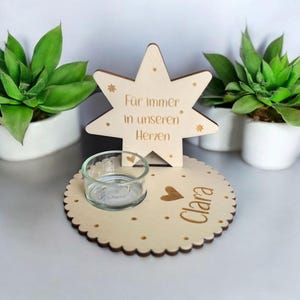 Star child tealight holder, personalized with desired text, keepsake, memorial stone, memory, guardian angel, miscarriage, stillbirth image 7