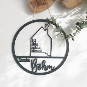 Door wreath house with name, personalized, door sign family, name plate, wedding gift, birthday, housewarming gift, moving in