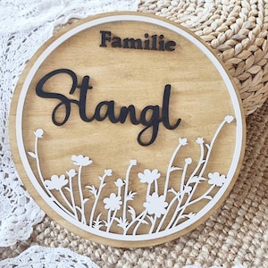 Personalized door wreath with family name and wildflowers, wedding gift, housewarming gift, door sign, pet, family tree, birthday gift