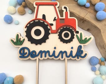 personalized tractor cake topper with birthday number, made in your desired colors, cake topper, cake topper, children's birthday
