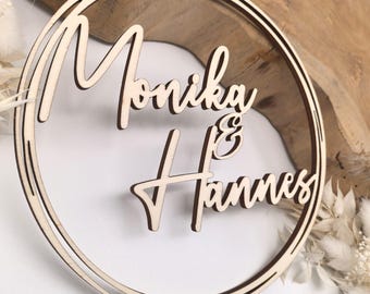 Wedding wreath gift personalized with name made of wood - wedding gift wood wedding sign wooden wreath wedding wreath wedding decoration