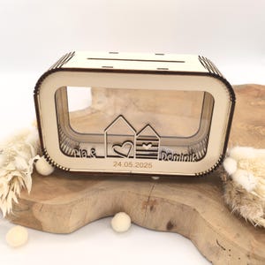 Money box wedding gift personalized with name and date, money gift, piggy bank birthday gift girlfriend wife housewarming gift