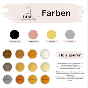 Puede incluir: Un gr&aacute;fico que muestra diferentes colores de pintura y tintes de madera. Los colores incluyen negro, oro rosa, oro y plata. Los tintes de madera incluyen nogal, palisandro, teca, blanco, &eacute;bano, haya, roble claro, amarillo, gris, roble y caoba.