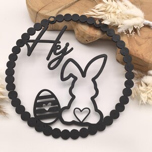 pretty Easter door wreath with rabbit and desired text, wall decoration, window decoration, Easter wreath, Easter decoration, Easter bunny, Easter eggs, personalized decoration