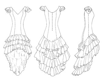 Folkwear Flamenco Dress Sewing Pattern, Paper Sewing Pattern