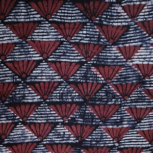African Batik Fabric, Red and Black Batik, Nigerian Adire, 4.8 Yard Length image 3