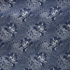 Blue Quilting Fabric, Blue shweshwe fabric by the half metre, Three cats shweshwe Blue Floral