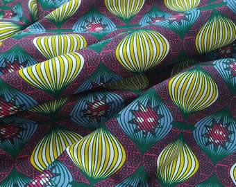 Abstract Wax Print Fabric, Onion Wax Print by the Yard