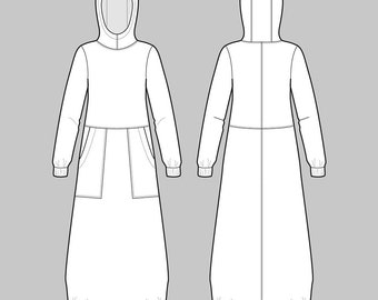 Hoodie Dress Pattern by The Assembly Line, Paper sewing pattern for Hoodie Dress