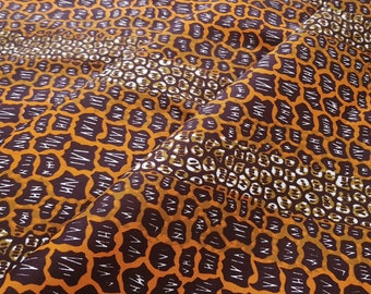 Tejido estampado en cera naranja y marrón, estampado africano cortado a medida, tejido Ankara, 100% algodón