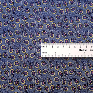 Blue Yellow and Pink Shweshwe fabric by the metre, Blue Quilting fabric image 5