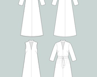 V-Neck Dress Sewing Pattern by The Assembly Line, A-Line Dress Sewing Pattern