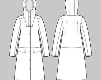 Hoodie Parka Sewing Pattern by The Assembly Line, Hooded Parka Paper Sewing Pattern