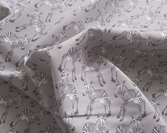 Grey Zebra Fabric, Furnishing Fabric by the Metre, 100% cotton, Fabric for cushions, Soft Furnishing Fabrics, Grey cotton upholstery fabric
