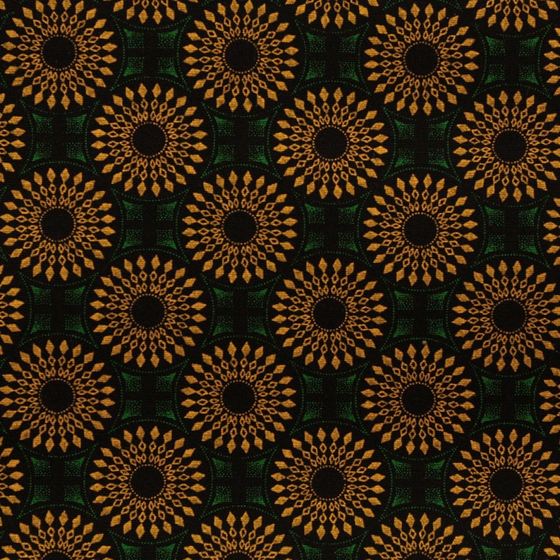 Green and Yellow Geometric Shweshwe Fabric, Green South African Fabric, African print fabric, 100% Cotton image 5