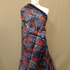 African Batik Fabric, Red and Black Batik, Nigerian Adire, 4.8 Yard Length image 6