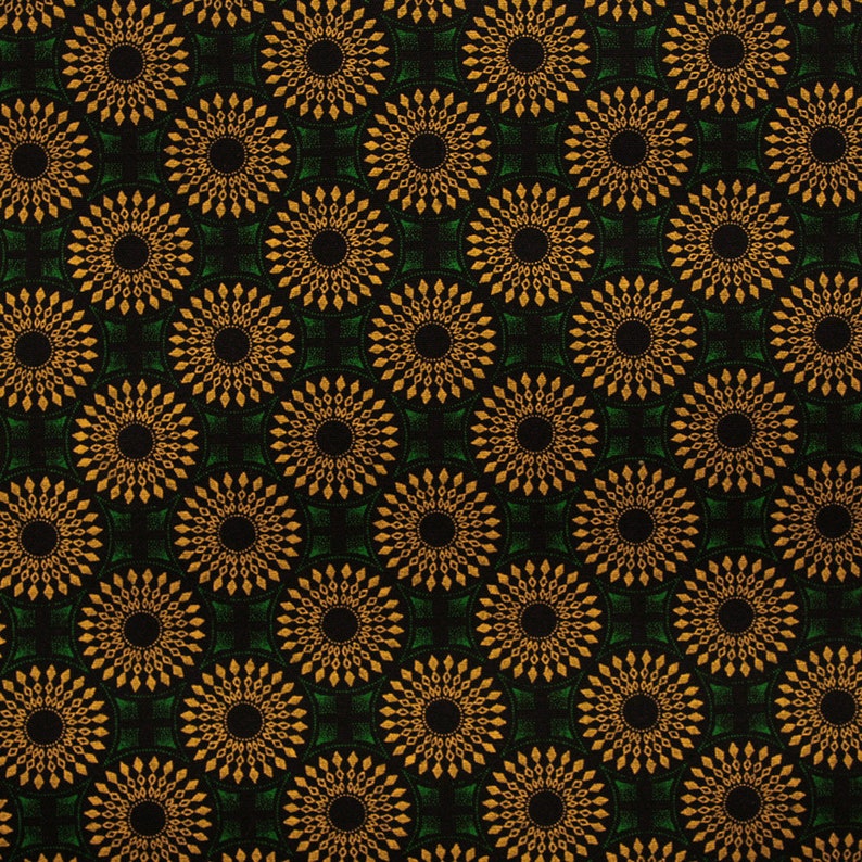 Green and Yellow Geometric Shweshwe Fabric, Green South African Fabric, African print fabric, 100% Cotton image 2