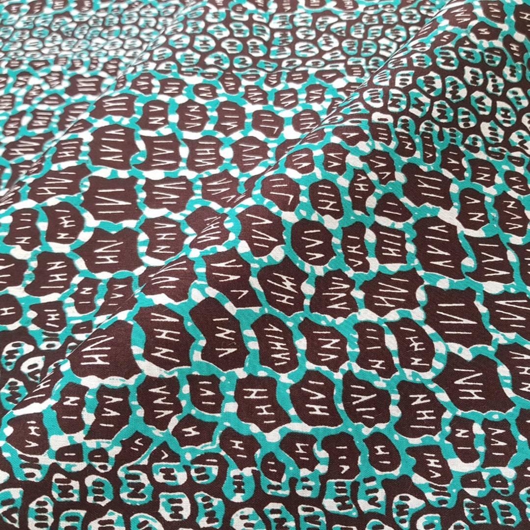 Teal African Print by the Yard, Teal and Brown Ankara Fabric, African  Textile, 100% Cotton 