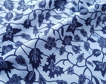 Blue Ankara Print, Blue Vine Fabric, African Print Fabric by the Yard, blue wax print fabric, 100% cotton, indigo cotton fabric