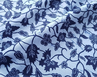 Blue vine Ankara Print, African Print Fabric by the Yard, Indigo blue wax print fabric, 100% cotton