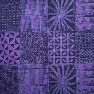 Afrikanischer Stoff, Adire-Stoff, schwarzer und lila Stoff, afrikanischer Batik, handgefärbter nigerianischer Adire, 4,8 m, Yoruba-Textil
