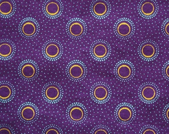 Purple and Yellow Spotted Shweshwe Fabric, Printed cotton fabric sold by the metre