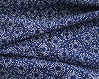 Indigo Geometrische Shweshwe Stoff, Blauer Südafrikanischer Stoff, Afrikanischer Druck Stoff, 100% Baumwolle, Indigo Schneiderei Stoff