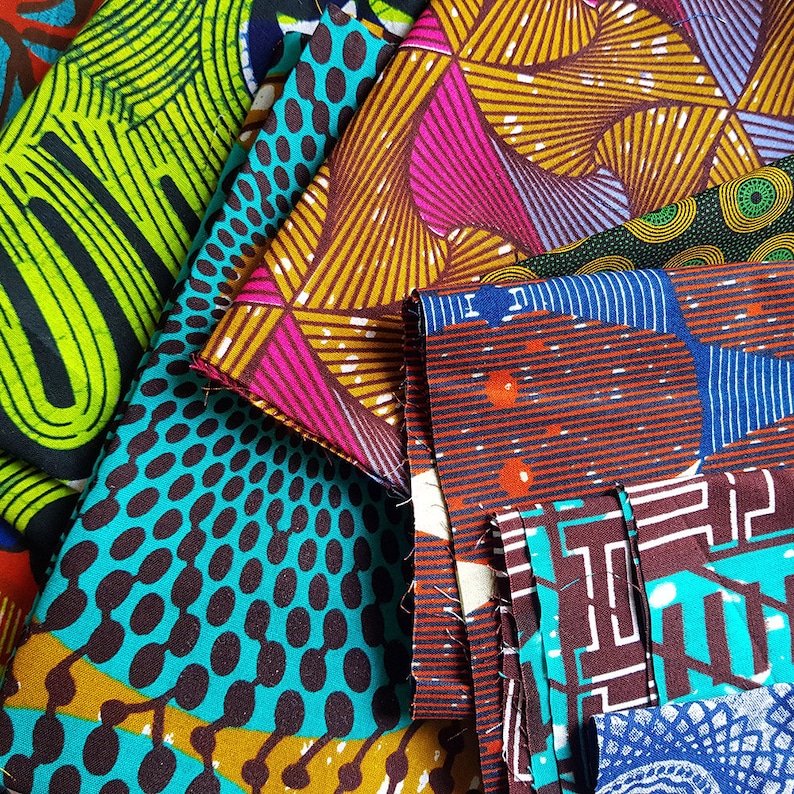African Fabric Scrap Bag, 100% cotton fabric, patchwork and quilting fabric image 2