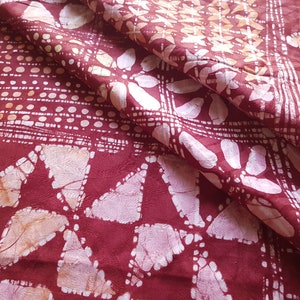 Red Batik Fabric from Nigeria, Red Adire Fabric, Yoruba cloth