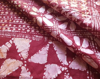 Red Batik Fabric from Nigeria, Red Adire Fabric, Yoruba cloth