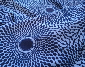Blue Ankara fabric, African print by the Yard, Record Ankara Fabric, Blue Ankara, Circle print, 100% cotton, GTP fabric, Geometric print