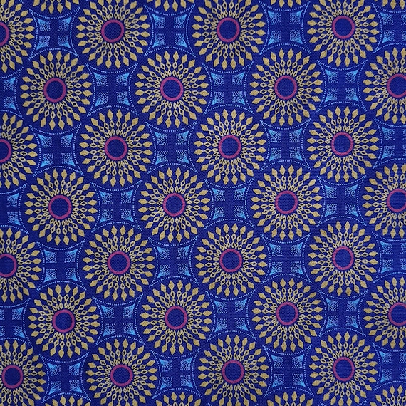 Blue Yellow and Pink Geometric Shweshwe Fabric Blue Shweshwe Fabric African Print Fabric 100 Cotton Etsy Canada