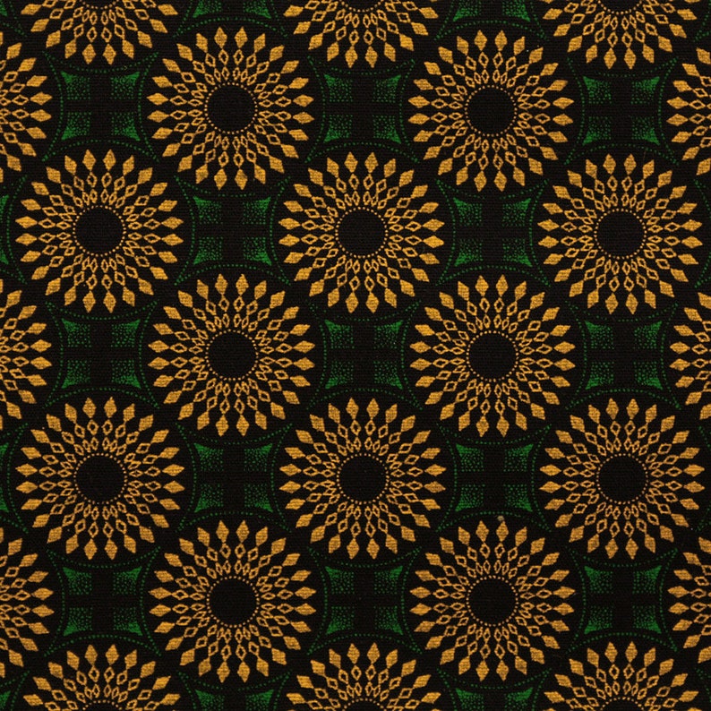 Green and Yellow Geometric Shweshwe Fabric, Green South African Fabric, African print fabric, 100% Cotton image 6