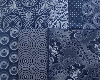 Quilting Fabric, Blue Fat Quarter, Shweshwe fabric, 100% Cotton, Blue African fabric, Blue fabric, Indigo Shweshwe