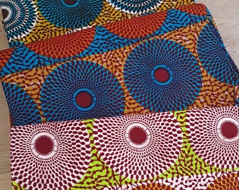 Circle Print Fabric, Colourful African wax print fabric, African print with circles, Cotton dressmaking fabric, Ankara fabric, Made in Ghana