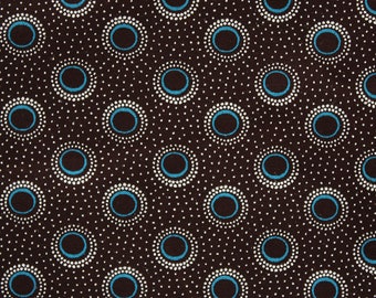 Brown and Turquoise shweshwe fabric by the metre, Brown Shweshwe fabric from South Africa, 100% Cotton