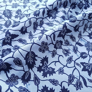 Blauer Blumenwachsdruck, afrikanischer Druckstoff, 100 % Baumwolle, 6 Yards