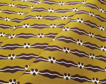 Mustard Wax Print Fabric, Ghanaian Ankara Print, African Print By the Yard, 100% Cotton, Green Lipstick Ankara