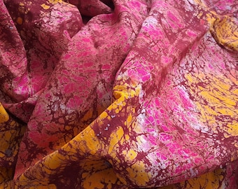 Batik craquelado rosa y naranja, 100% algodón, se vende cortado a medida, tela batik africana de Ghana