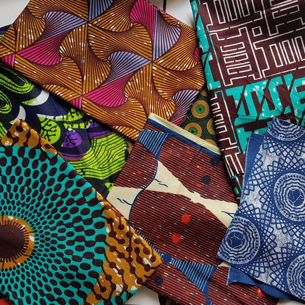 African Fabric Scrap Bag, 100% cotton fabric, patchwork and quilting fabric