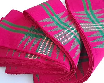 Pink and Green Aso Oke, Pink upholstery fabric, Upholstery Fabric Strips, Yoruba Fabric, Nigerian textile, African upholstery fabric