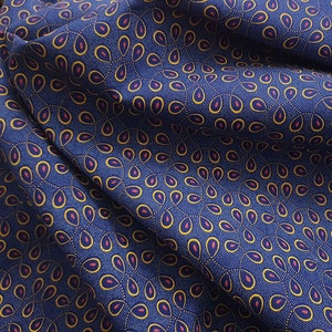 Blue Yellow and Pink Shweshwe fabric by the metre, Blue Quilting fabric image 1