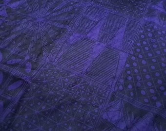 Black and Purple Adire fabric, Handmade Nigerian Batik Nigerian, 2.4 Yards Yoruba fabric, African Symbols