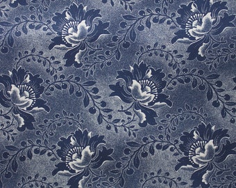 Blue floral fabric, Blue Shweshwe Fabric, Quilting Fabric, Shwe shwe fabric, 100% Cotton, Blue African fabric, Indigo fabric