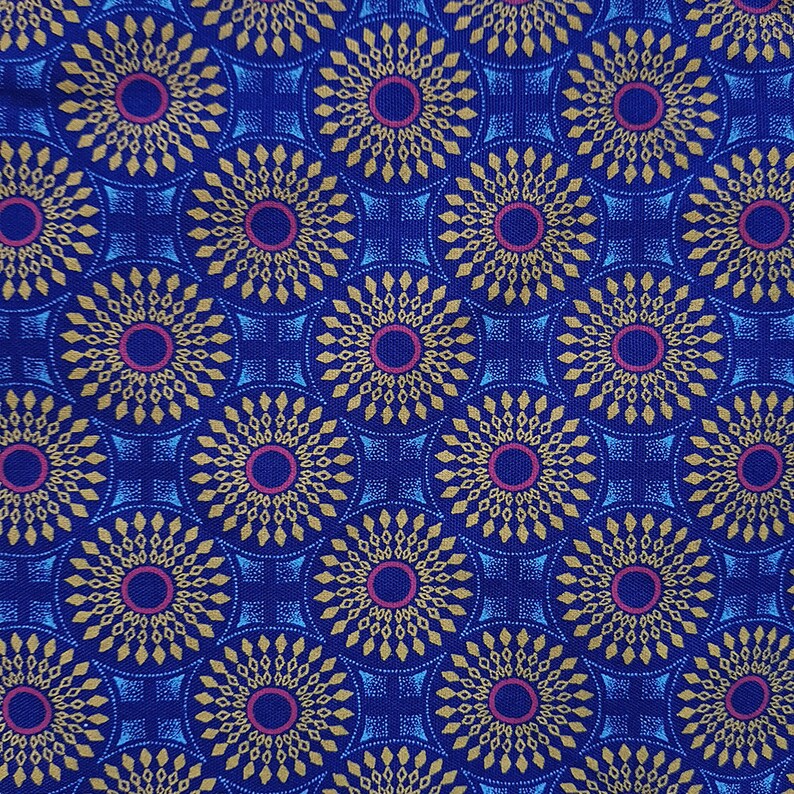 Blue Yellow and Pink Geometric Shweshwe Fabric Blue Shweshwe Etsy