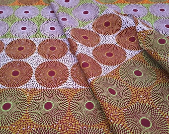 Multicoloured African Print Fabric, Circle Ankara Print Fabric by the yard