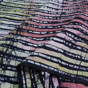 African Batik Fabric, Candy Lines Batik, Striped Nigerian Adire Fabric, 2.4 Yard Length