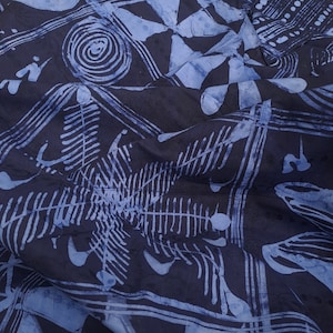 Afrikanischer Stoff, blaues Batikmuster, 2 m, Adire-Stoff, Yoruba-Muster, Nigerianischer Adire-Stoff